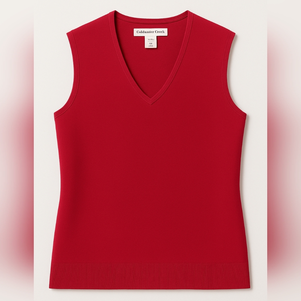 Coldwater Creek Red V-Neck Silk Blend Sweater Tank | Size M | NWT